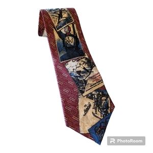Vintage Guess 100% Silk Necktie Tie Ski Winter Sports